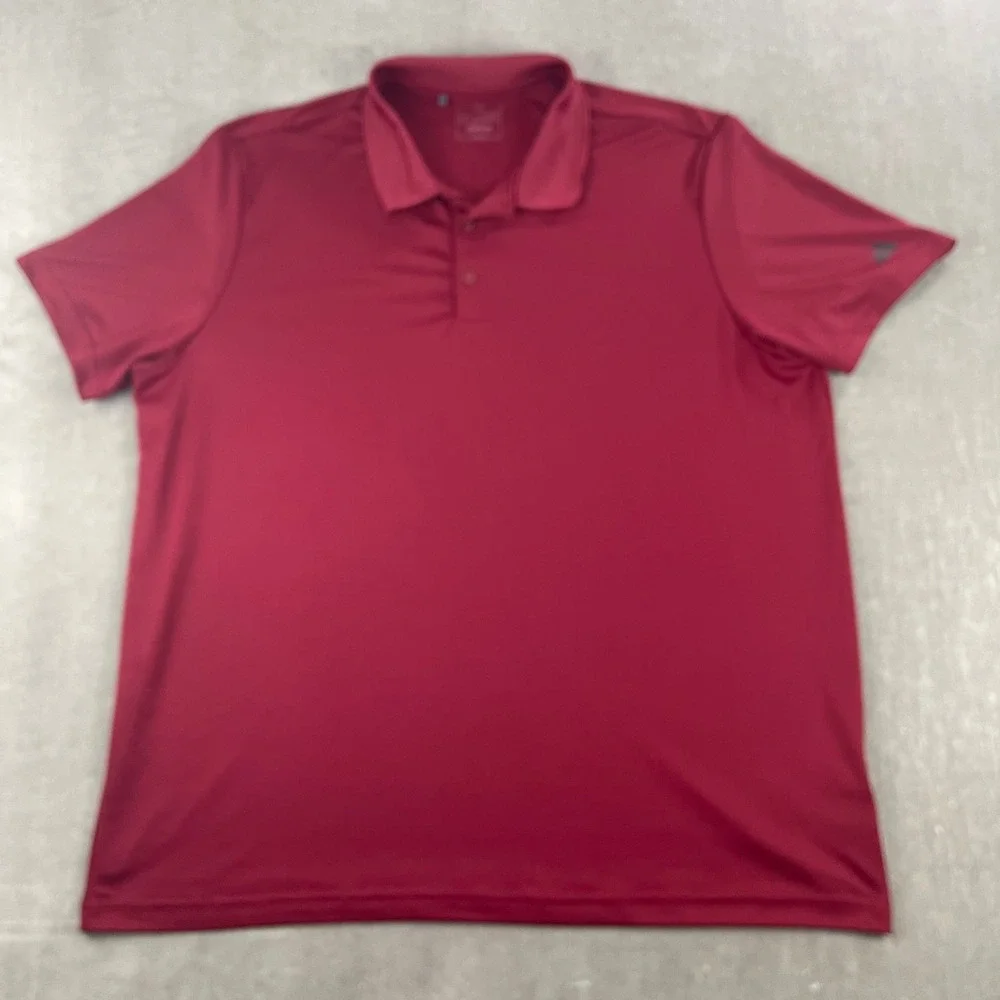 Adidas Mens 2XL Burgundy Short Sleeve Performance Polo Shirt Logo Activewear